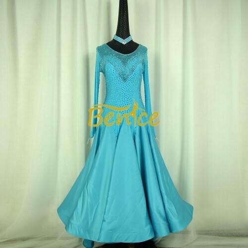 Long Swing Diamond Ballroom Dance Competition Dress Modern Waltz Latin Dance Costume Dancing Dress For Women