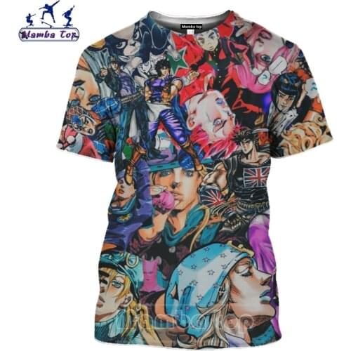 Mamba Top Anime Tshirt Men Women Tees 3D Print Comics JoJo Bizarre Adventure T Shirt Unisex Bruno Bucciarati Sandy Beach Clothes