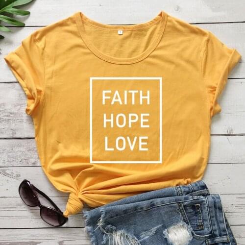 Faith Hope Love Pure Cotton T-shirt Men Women Catholic Christian Tshirt Fashion Crewneck Graphic Quote Tee Shirt Top Drop Ship