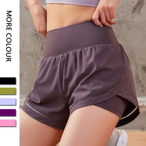 Summer Sport Shorts for Women Ladies Elastic Two Layers Soft Slim Gym Bicycle Yoga Dance Short