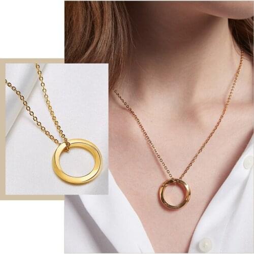Minimalist Mobius Pendant Necklaces for Women, Gold Color Twisted Stainless Steel Delicate Female Lady Collar Gifts Jewelry