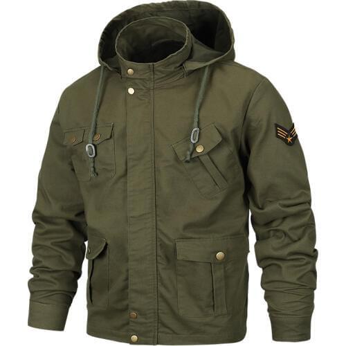 Black Army 2 colors Plus Size 6XL High Quality Autumn Men Bomber Jackets Military Jackets With Hood