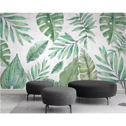 Beibehang Wallpaper Custom 3D Nordic Tropical Plants Banana Leaf Hand-painted Photo Living Room Bedroom Wallpaper TV Background