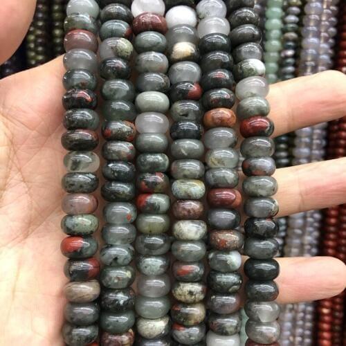 Wholesale A Quality African Blood Stone Beads,4x6mm 5x8mm Roundel Spacer Gem Stone Loose Beads for jewelry 15.5"/string