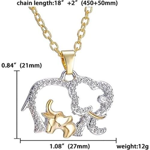 Mothers Day Gift Necklace Women Fashion Cute Elephant Crystal from Swarovskis Alloy Metal Pendant Necklace Jewelry Gold Chain