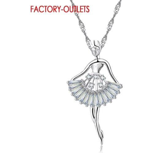 Fashion Jewelry 925 Sterling Silver Trendy Ballet Dancer CZ Cubic Zirconia Necklaces Women Girls Engagement Anniversary
