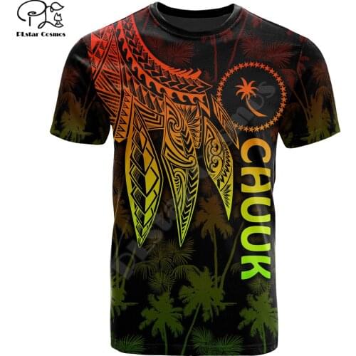 PLstar Cosmos Chuuk Kosrae Polynesian Country Culture Tribe Retro 3DPrint Men/Women Summer Streetwear Short Sleeves T-Shirts A-1