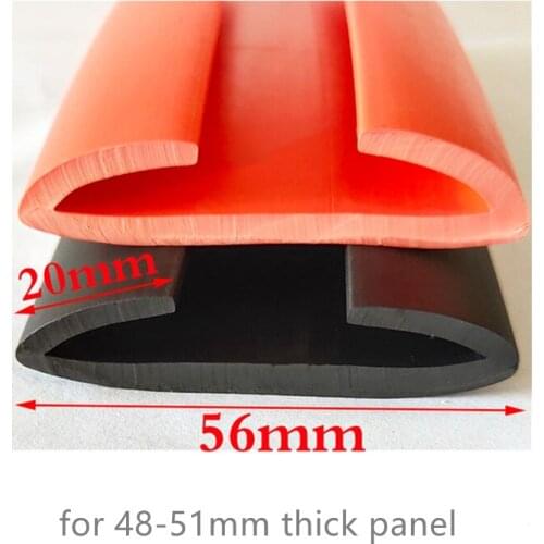 Rubber Sealing U Strip 20x56x20mm for 48 - 51mm thick Glass Metal Car Wood Panel Board Edge Encloser Shield Red Black
