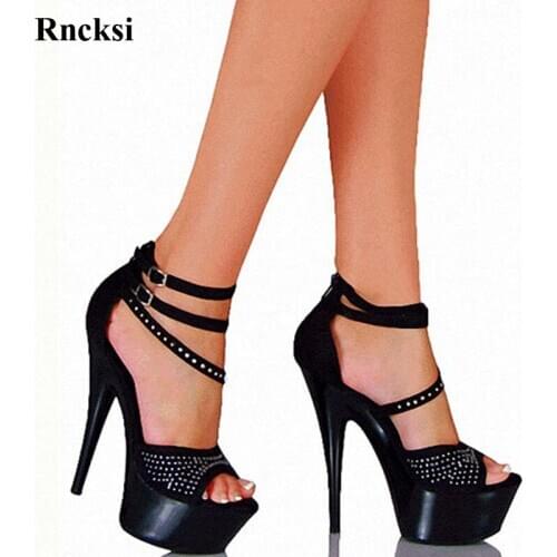 Rncksi New Pop Women Sexy Shoes 15cm High Heel Pole Dance Platforms Star Model Sandals Night Club Party Wedding Dress Sandals