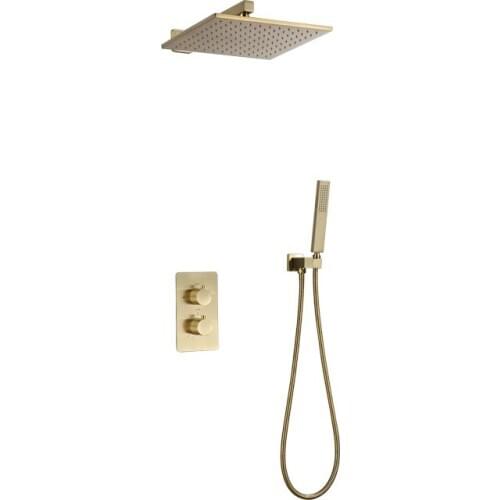 Thermostatic Faucets Brushed gold Shower Set 8-10 Inch Bathroom Rainfall Shower Faucet Set With Handheld Shower Head