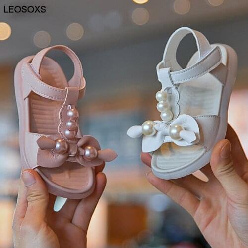 Girls' Shoes 2021 Summer New Fashion Childrens Soft Sole Bow Princess Shoes Girls' Velcro Beach Sandals