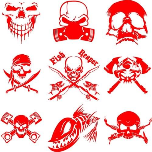 ChienHow Skull Vinyl Car Stickers Decal 3D Funny JDM Stickers on Auto Moto Motorcycle Car Styling Accessories Decoration Decals