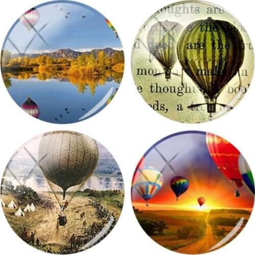 TAFREE Fashion Hot Air Balloon Round Glass Cabochon Turkey View Picture Pattern Domed Jewelry Accessories 25mm DIY