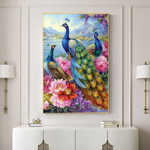 Bird Diy Peacock DIY Cross Stitch 11CT Embroidery Kits Needlework Craft Set Printed Canvas Cotton Thread Home Sell