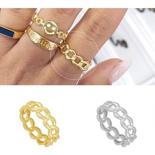 YUXINTOME 24k Gold-Plated /Silver Gold Chain Punk Rock Rings Geometric Irregular Round Women Fashion Fine Jewelry Crystal Twist