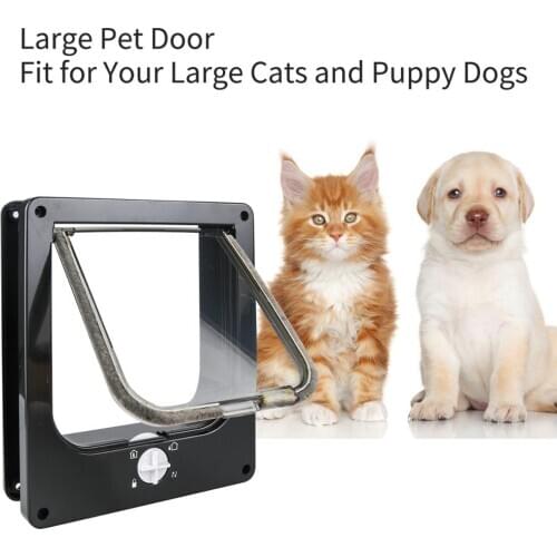 Cat Flap Door With 4 Way Security Lockable Flap Door for Kitten Dog Puppy Supplies Security Intelligent Control Pet Door
