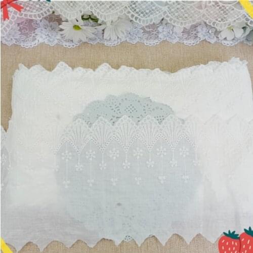 1 Meter/lot Width 18cm Ivory 100% Cotton Retro Embroidered Lace Applique Trim Ribbon Patchwork DIY Clothing Accessories