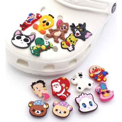 High Quality 1pc PVC Cartoon Cat Shoe Charms Cute Mouse Shoe Accessories Buckle Decorations Fit Croc JIBZ Kids X-mas Gift