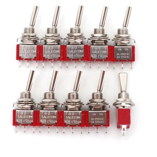10Pcs SH T8013-UHB 3Pin Flat Handle ON-ON Maintained 2 Position SPDT Mini Toggle Switch