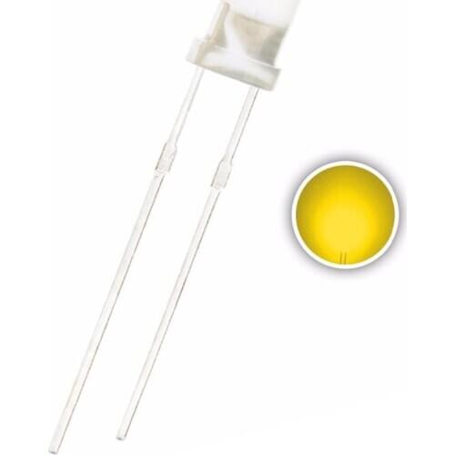 100pcs Diffused 3mm Yellow Round Top LED Diode 3 mm DC 2V 20mA Through Hole LED Light Emitting Diode Lamp