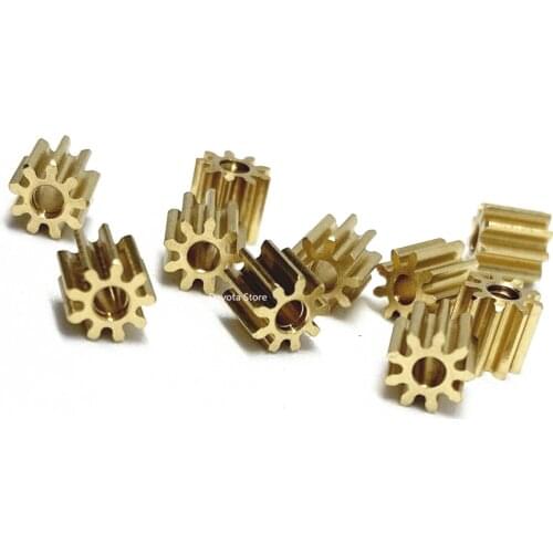 10X 0.5M 9T small copper gear 1.5/ 2 mm diameter For Toys car RC aircraft GEAR
