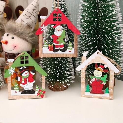2021 Christmas Decorations Wooden Craft Hollowed Out Christmas Tree Small Pendant Christmas Decorations