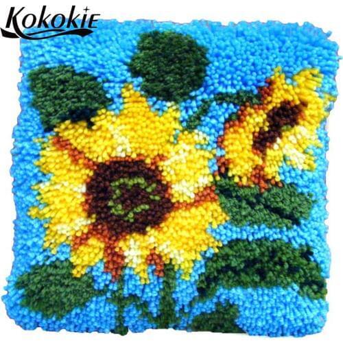 3d embroidery cushion Crocheting flower mat latch hook rug printed canvas accessories vloerklee diy tapijt needle for carpet