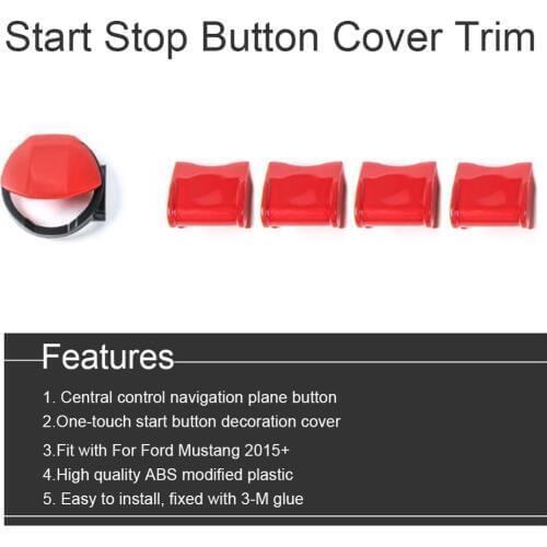 5pcs of Centrally Navigation Aircraft Start Stop Button Cover Trim For Ford Mustang 2015 Button Decoration Cover Car Interior