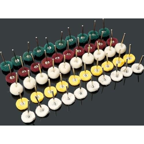 50Pcs 25mm Mixed Wool Felt Cloth Polishing Wheel Buffing Pad Brushes Kit for Mini Drill Metal Remove Oxide Deburring Rotary Tool