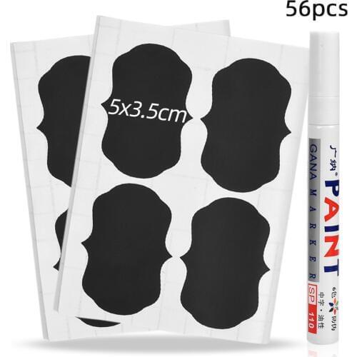 56pcs Removable Spices Stickers Jars for Spices Pantry Kitchen Organizer Storage Jar Jam Stickers Blackboard Sticker Labels Jars