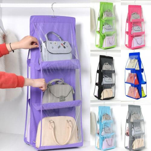 6 Pocket Hanging Bag Rack Hanger Storage Storage Holder Organizer Closet 90*35CM