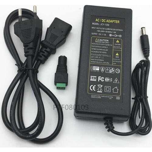 12V adapter DC12V universal adapter 5A AC 110V 220V 240V, for DC 12V 5A LED light with power supply