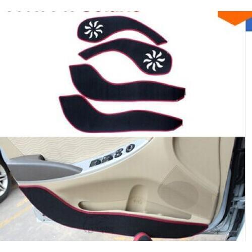 Car Styling 4pcs/set Door Side Edge Protection Pad For Hyundai Solaris Verna Sedan Hatchback 2014 2015 Anti-kick Mat