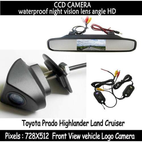 Car style LCD Car front View Monitor + Lights Night Vision ccd color front view Camera for Toyota Prado Highlander Land Cruiser