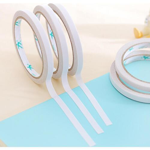5 Rolls 6m*8mm/10mm White Double Sided Adhesive Tape Sticker High Quality Gel Adhesive Double Sided Tape Office School Supplies