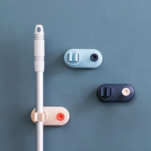 1Pc Mop Broom Holder Wall Mounted Mop Holder Household Adhesive Storage Broom Hanger Mop Hook Racks Kitchen Bathroom Organizer