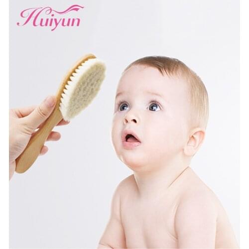 Huiyun Baby Natural Wool Care Pure Wooden Brush Comb Brushes Baby Hairbrush Newborn Hair Brush Infant Comb Head Massager Washing