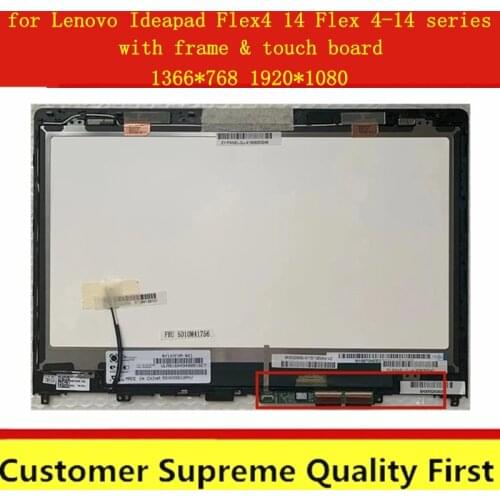 14 inch For Lenovo Ideapad Flex 4-14 Flex 4 14 1470 1480 1435 With Frame LCD Display+Touch Assembly Replacement