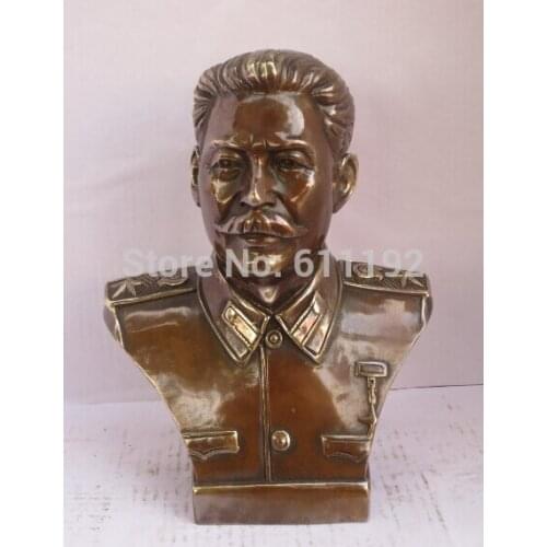 Folk art hand-carved copper Stalin Busts sculpture/statue Metal crafts,Antique Holiday decoration Gift