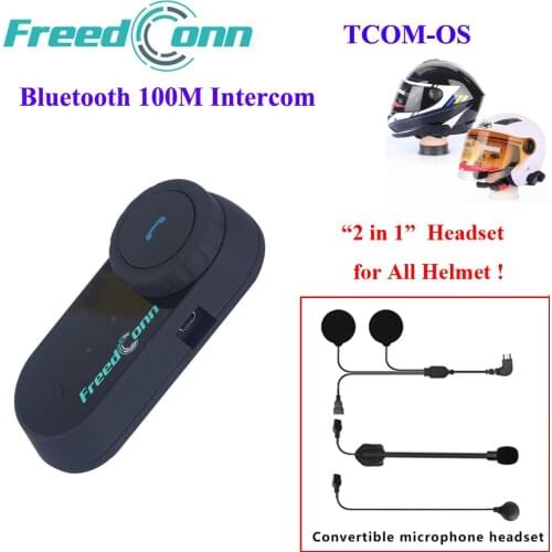 FreedConn TCOM-OS Stereo Bluetooth Handfree Motorcycle Helmet Intercom Earphone Headset Motorcycle 100M Helmet Headphones