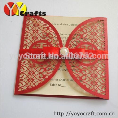 INC049--- Chinese wholesale red double happiness invitation, Chinese wedding invitation cards