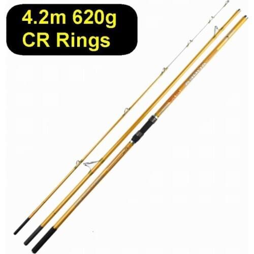 ZZ09 Golden CR Line Hole Rings 4.2M 620g Carbonfiber SurfCasting Surf Casting Fishing Rod Tip-Butt Dia 3.2-24mm Bait 100-250g