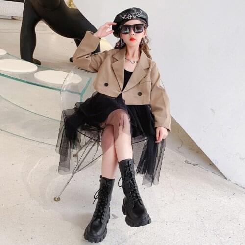 Girls Sets 2021 New Teenage Girl Jackets And Sleeveless Dress 2Piece Suits Children Outfits Kids Clothing 4 6 8 10 12 14 16Year