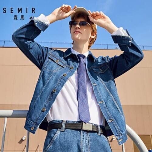 SEMIR Denim Jacket Men Washed Denim Jacket Classic coat Collar for Men Casual Fashion Spring Autumn Clothes for outwear man