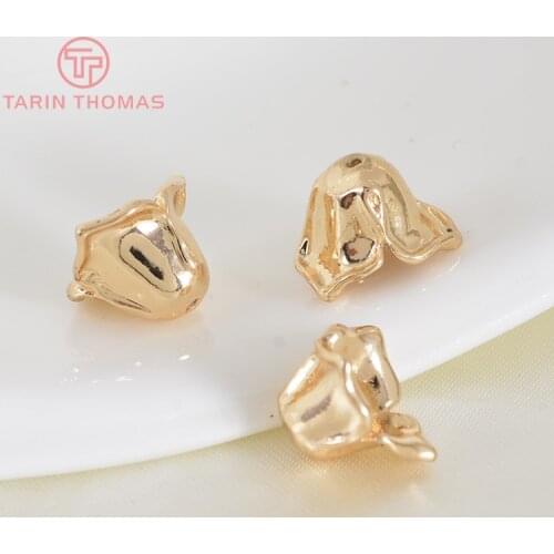 10PCS 10x7MM 24K Champagne Gold Color Plated Brass Rose Flower Beads Caps High Quality Diy Jewelry Accessories