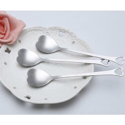 Heart Metal Stainless Steel Tea Coffee Spoon Dessert Sugar Stirring Spoon Ice Cream Yogurt Honey Spoon Wedding Guest Present