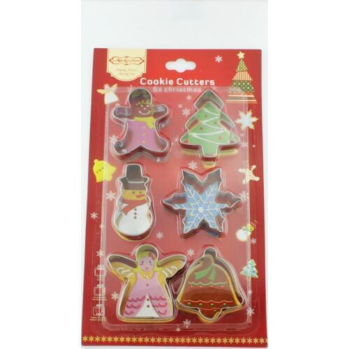 Luyou 6pcs/set Cookie Cutters 3D Gingerbread Christmas Snowman Stainess Steel Fondant Cake Mold Biscuit Mold Baking Tools FM1718