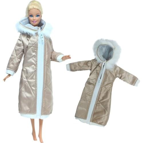 Fashion Pretty Long Coat Cotton Dress Winter Jacket Skirt Parka Warm Clothes for Barbie Doll Accessories Kids Baby Girl DIY Toy