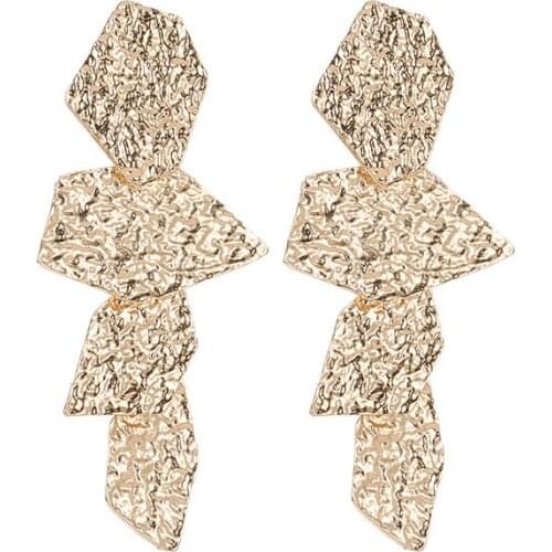 Fashion Irregular Geometric Long Light White Golden Rose Gold Alloy Dangle Earrings Drop Earrings For Women