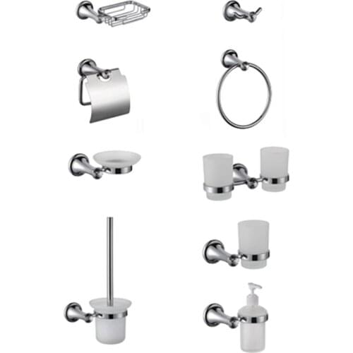 Crystal Bathroom Accessories Set Luxurious Chrome Paper Holder Robe Hook Towel Ring Rack Bar Shelf Soap Dispenser